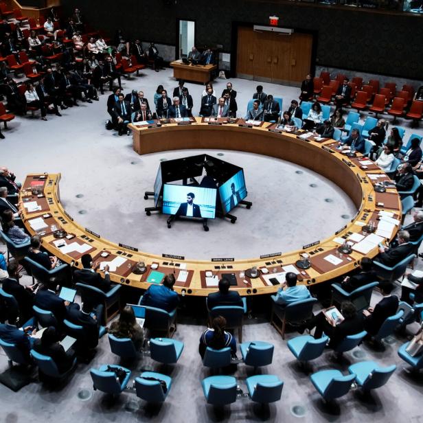 United Nations Security Council about Israel and the Palestinians, in New York