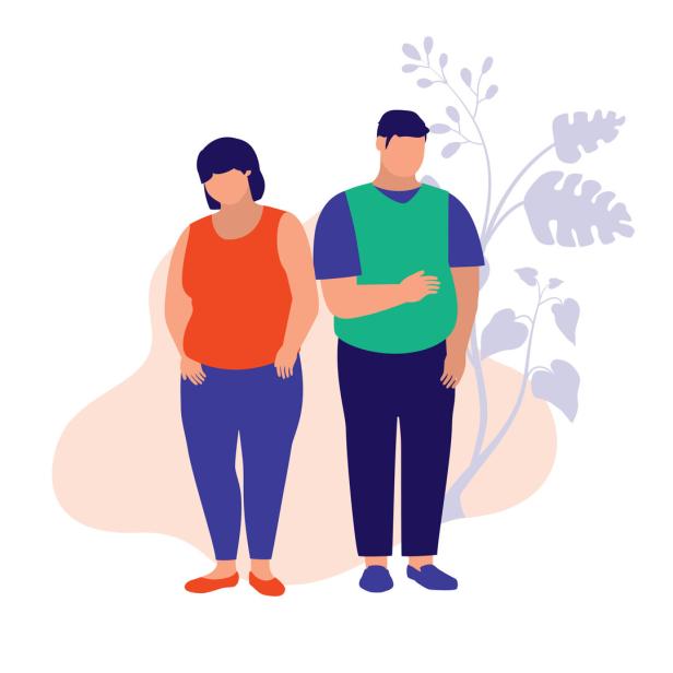 Menschen mit Übergewicht. Konzept zu Gesundheit und Körperbewusstsein. Illustration.
