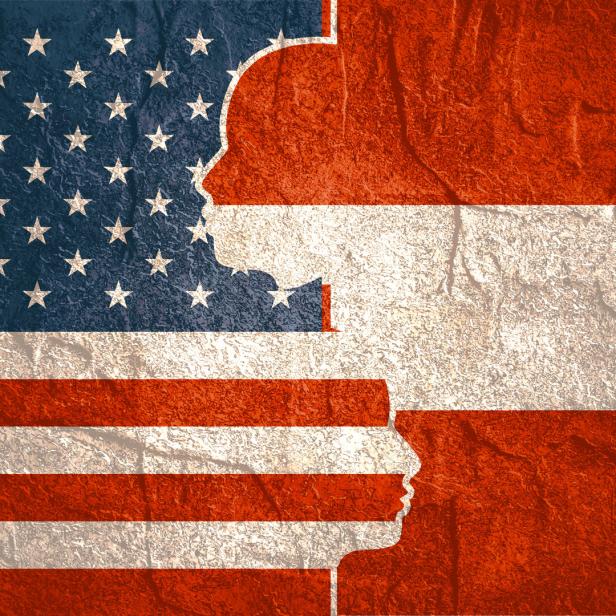 Relationships between USA and Austria. Stone material grunge texture