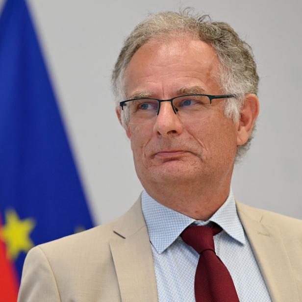 Austria's Finance Minister Markus Marterbauer holds a press conference, in Vienna
