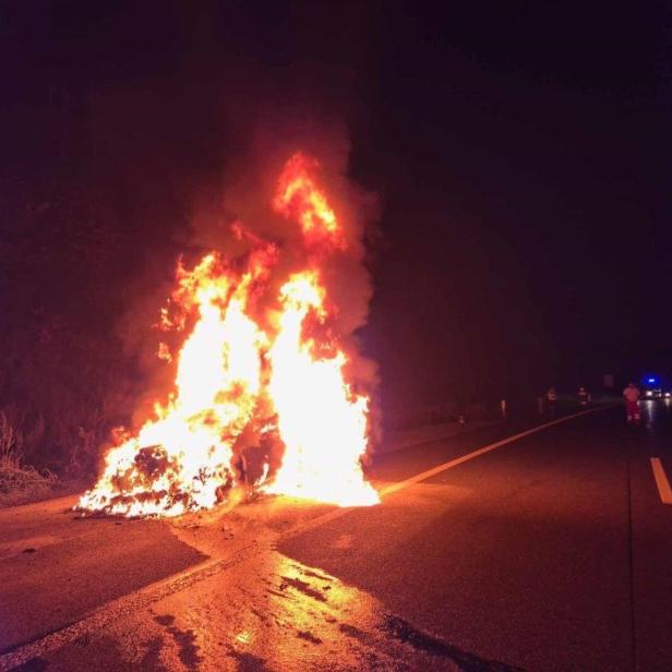 Auto auf A2 ausgebrannt