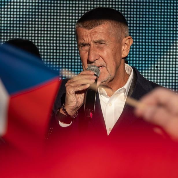Czech former PM Andrej Babis holds street campaign ahead of elections in Prague