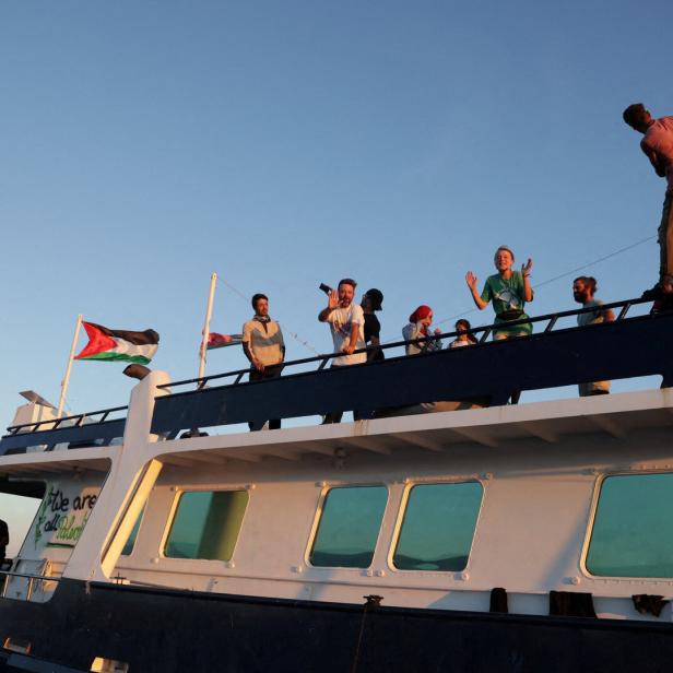 FILE PHOTO: Global Sumud Flotilla boats off Crete island, Greece, heading to Gaza