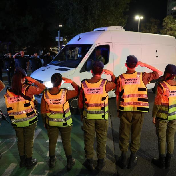 Bodies of Israeli hostages arrive at the National Center of Forensic Medicine in Tel Aviv