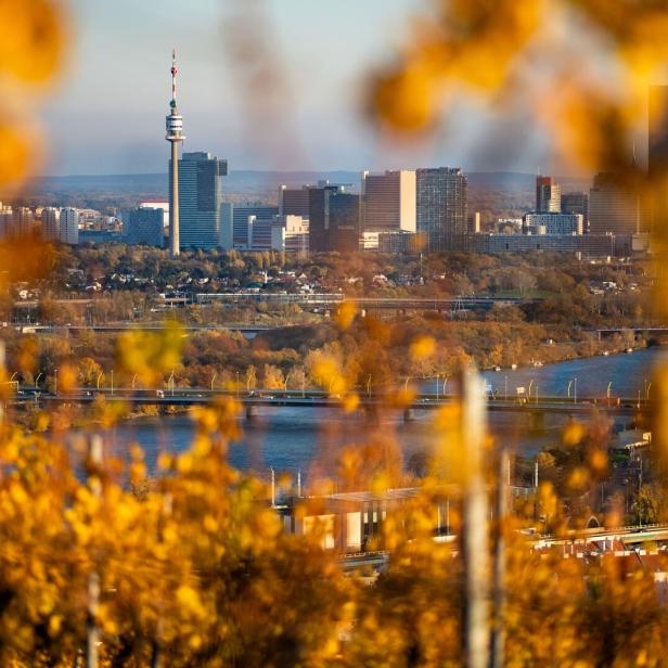 ++ THEMENBILD ++  WIEN / TOURISMUS / HERBST / WETTER / DONAUTURM / DONAUPLATTE / DONAU / DONAU CITY