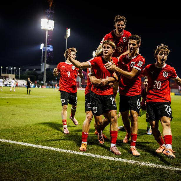 Österreichs U-17-Team jubelt in Katar