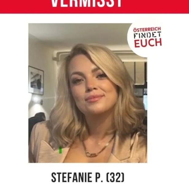 Vermisstenauruf nach einer Frau mit Logo Österreich findet euch an der Seite 