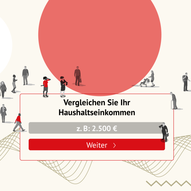 Ein Rechner mit stilisierten Menschen rundherum auf einem beigen Hintergrund.