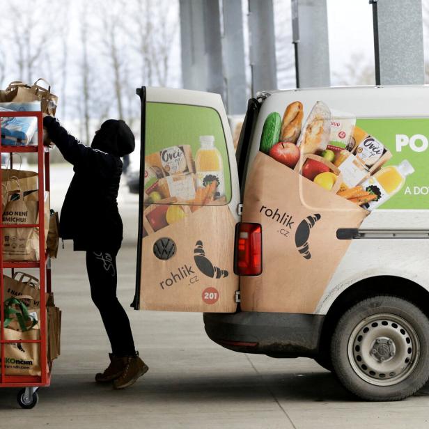 FILE PHOTO: Order processing at the storage area of Czech online grocer Rohlik Group in Prague
