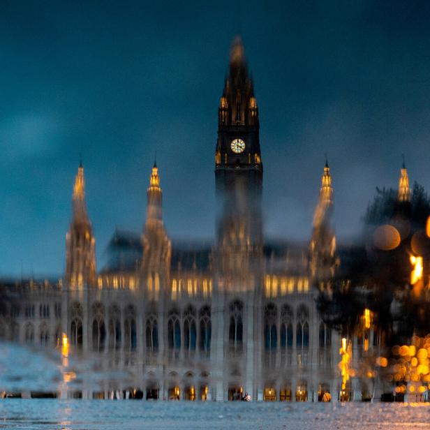 Wiener Rathaus im Regen