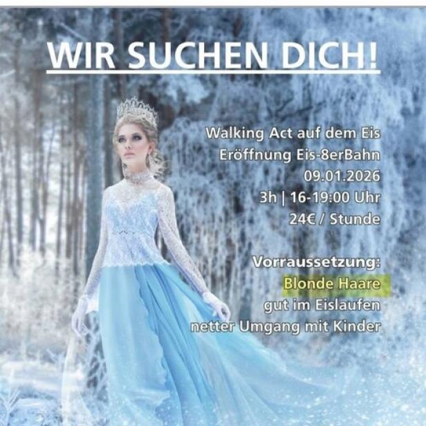 Plakat mit Eisprinzessin und Schrift