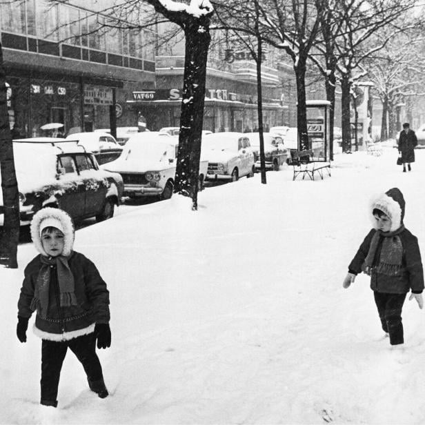 Schneefall im Winter in den 1960ern in Wien