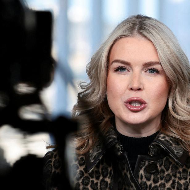 White House Press Secretary Karoline Leavitt is interviewed by Fox News outside the White House in Washington
