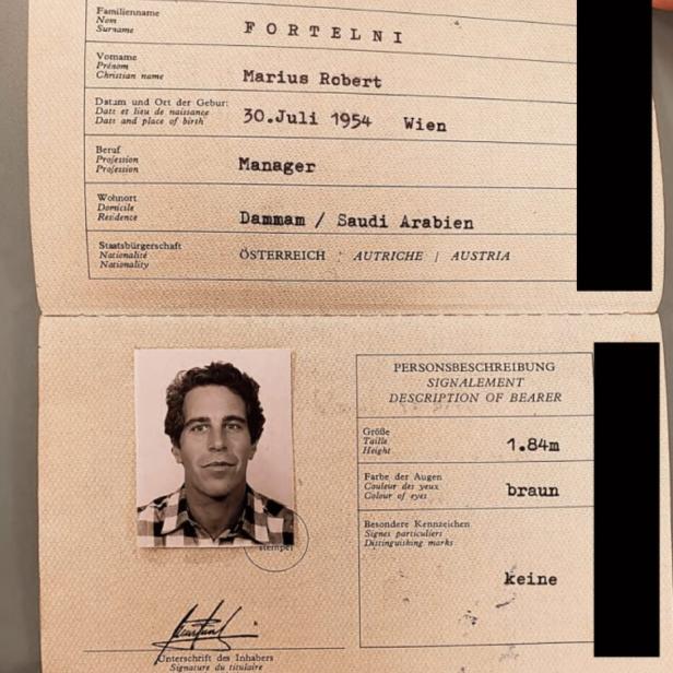 Foto des Passes von Epstein aus den Akten des US-Justizministeriums.