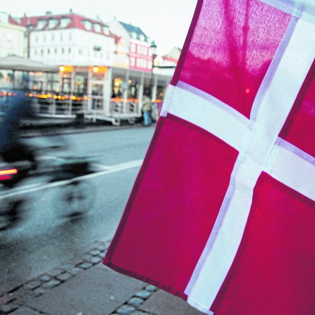 Ein Radler in Kopenhagen