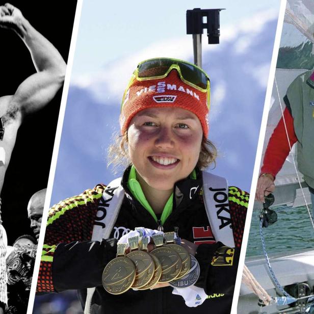 2025 verstorben: George Foreman, Laura Dahlmeier und Hubert Raudaschl.