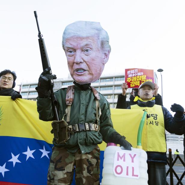 Protest in Seoul against US military action in Venezuela