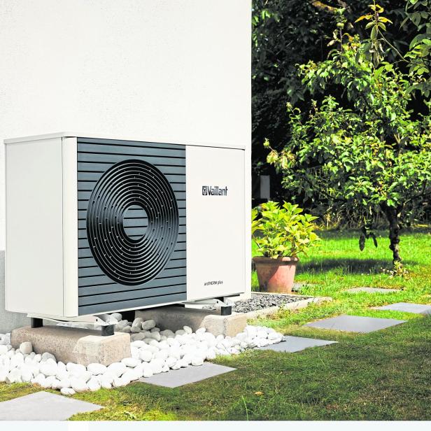 Wärmepumpe an der Hausmauer