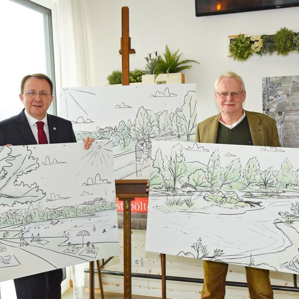 Matthias Stadler und Hydrologe Hannes Gabriel