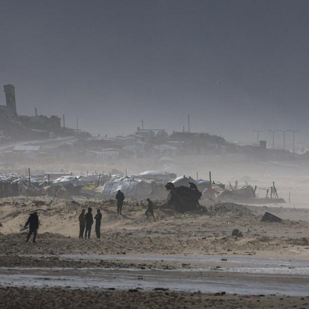 Tents used by displaced Palestinians, in Gaza City
