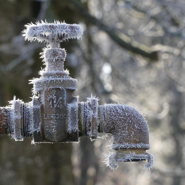 Eingefrorener Wasserhahn