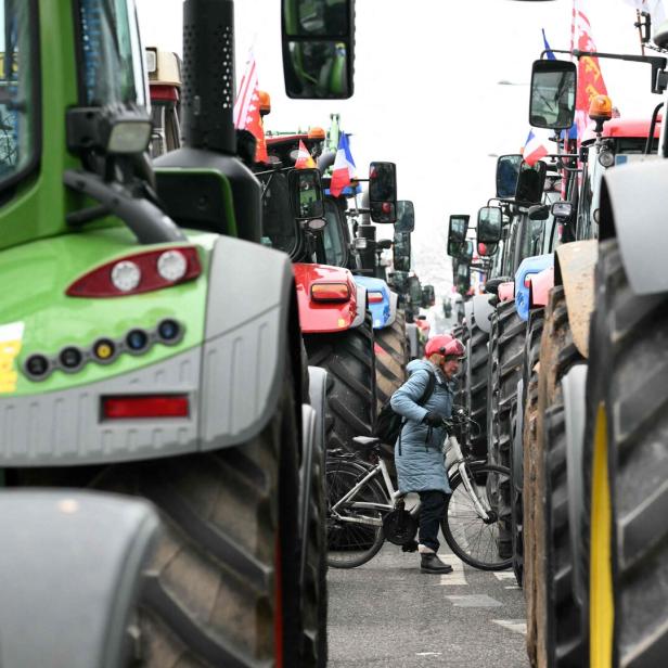 Demonstrierende Bauern vor dem EU-Parlament