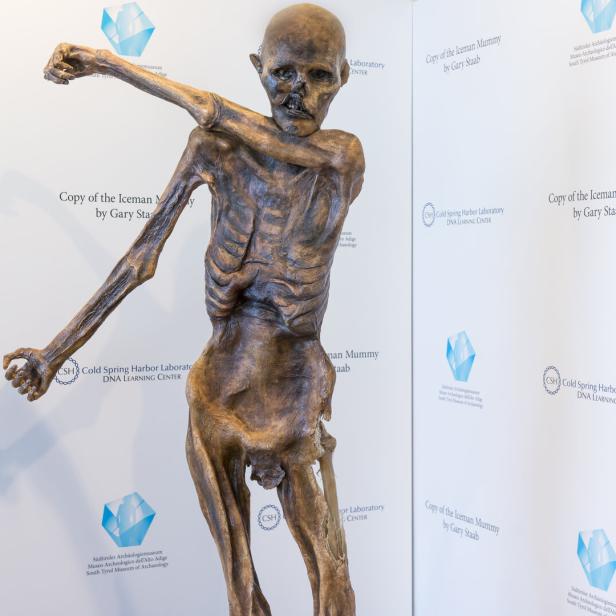 VORSTELLUNG DER ÖTZI-KOPIE IM SÜDTIROLER ARCHÄOLOGIEMUSEUM