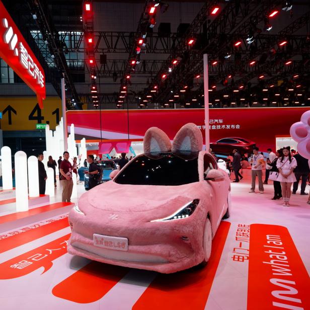 Auto im Stofftier-Outfit bei der 21st Shanghai International Automobile Industry Exhibition.