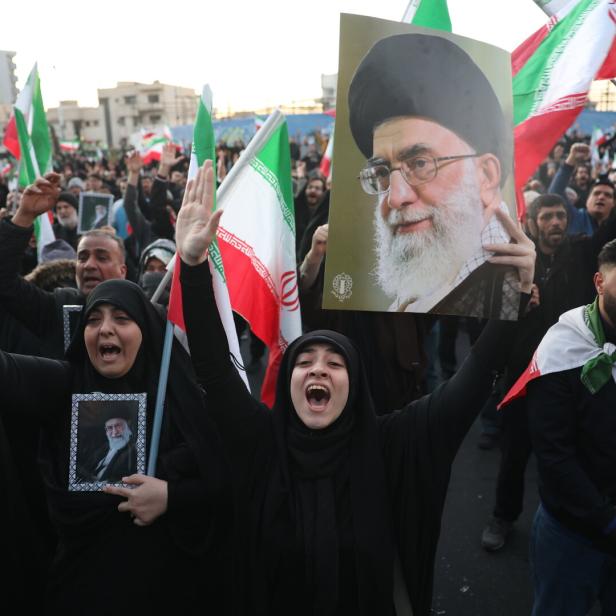 Mourners gather at Enqelab square in Tehran following death of Iranian Supreme Leader Ayatollah Ali Khamenei
