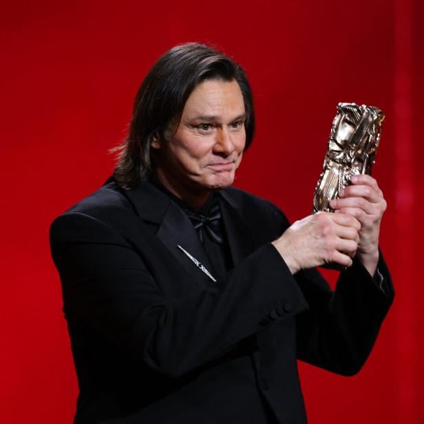 Jim Carrey während seiner Dankesrede bei den César Awards in Paris
