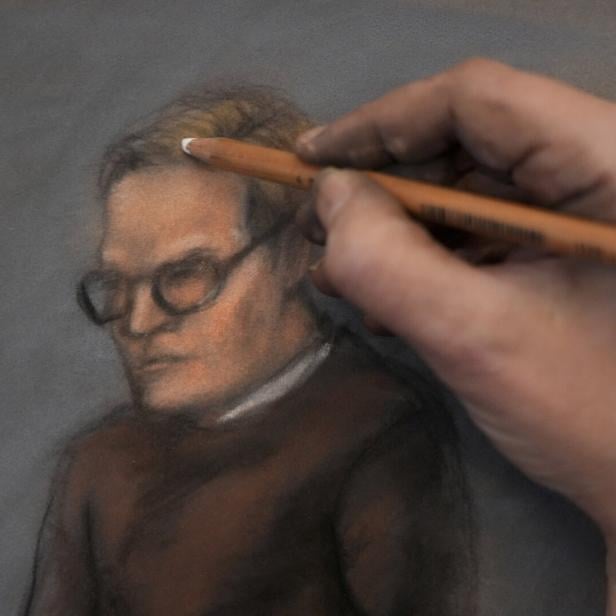 Eine Gerichtszeichnung von Marius Borg Høiby