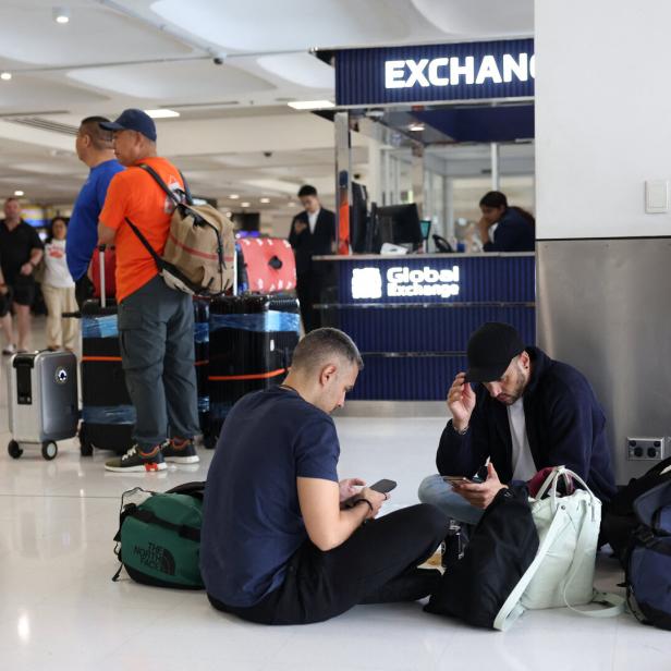 Stranded travellers at Sydney Airport