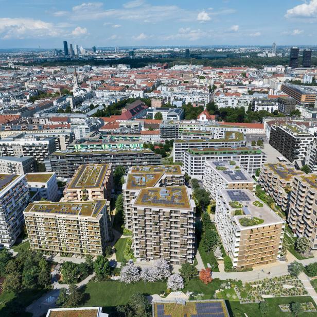 Der Blick vom neuen Quartier "Village im Dritten" auf Wien. 