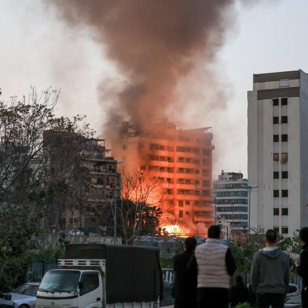 Smoke billows after an Israeli strike on Beirut's southern suburbs