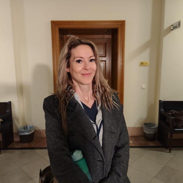 Simone Lugner im Justizpalast.