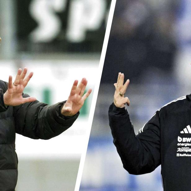 Fotomontage Rapid Trainer Hoff Thorup und LASK Trainer Kühbauer