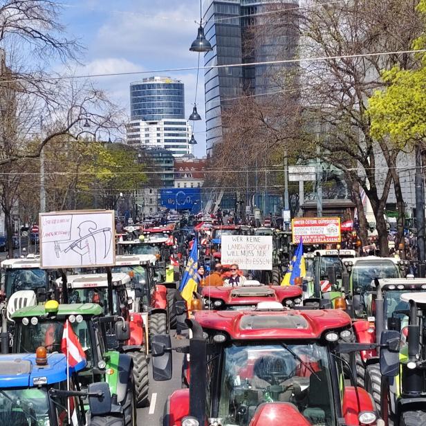 Protest mit Traktoren in Wien