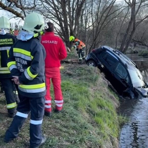Feuerwehr zog Auto aus dem Wasser