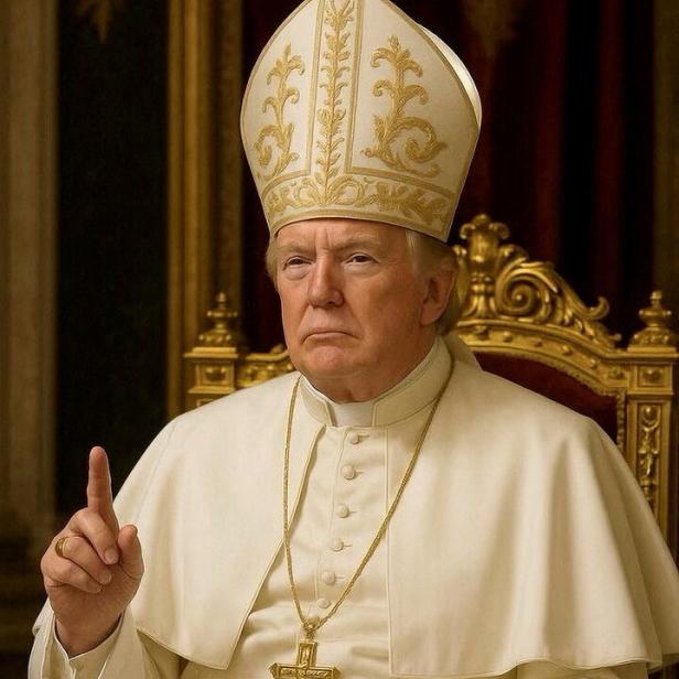 An artificial inteligence (AI) image shows U.S. President Donald Trump as the pope wearing a white cassock and papal headdress