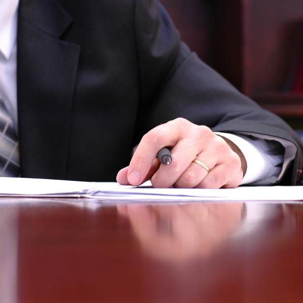 Businessman working on the contract