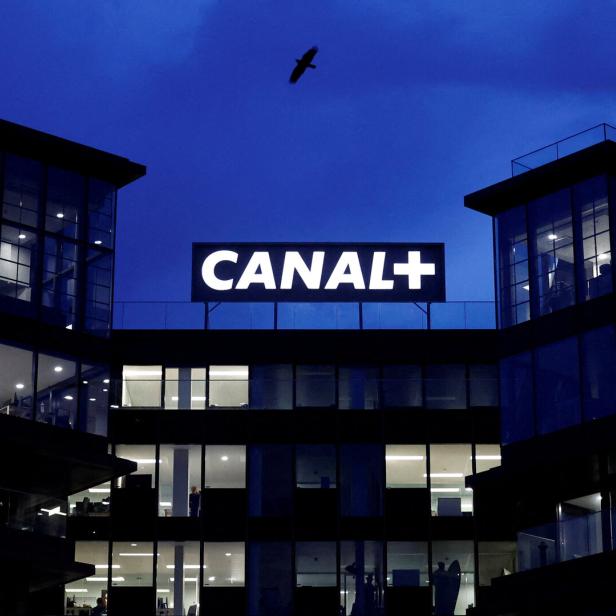 FILE PHOTO: Logo of French TV channel 'Canal Plus' near Paris