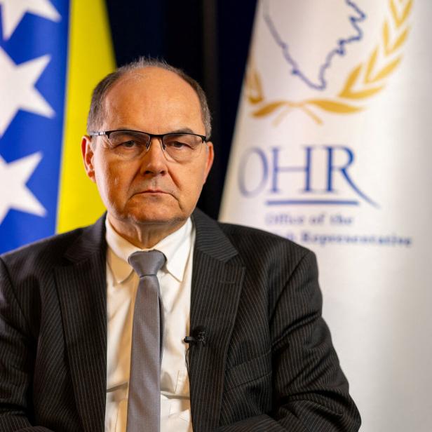 FILE PHOTO: Bosnia's international High Representative Christian Schmidt looks on during the interview with Reuters in Sarajevo