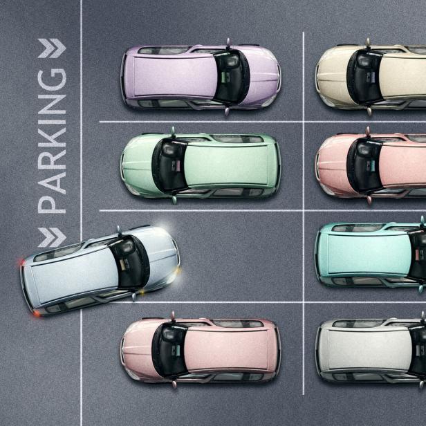 Parkplatz mit begrenzender Markierung