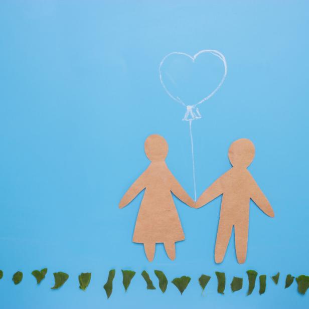 Silhouettes of man and woman