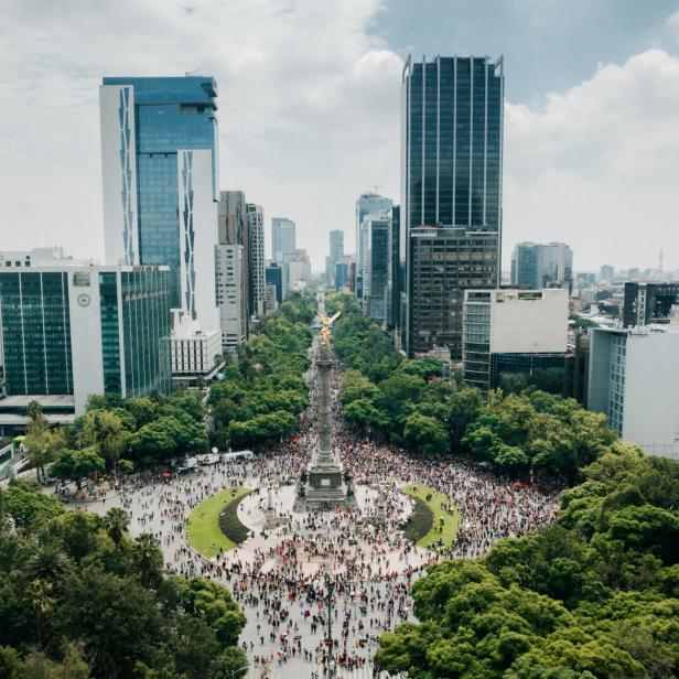 Crowd Marching in Mexico City. On the gay pride parade