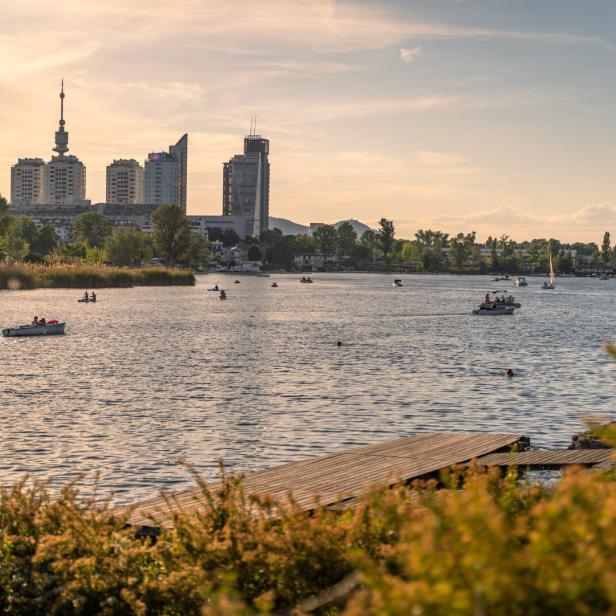 Vienna Old Danube at sunset