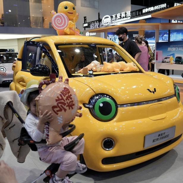 Wuling Hongguang MiniEV at the Auto China show in Beijing