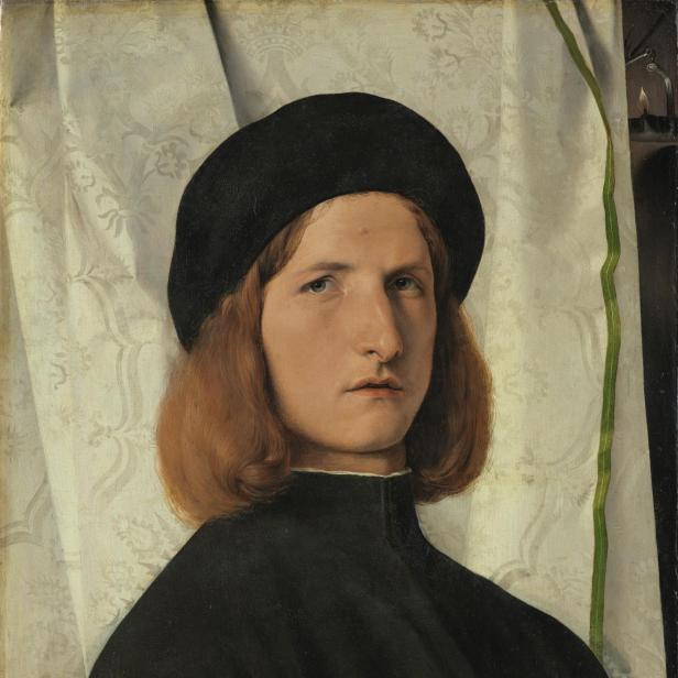 Bildnis eines Jünglings vor weißem Vorhang um 1508 von Lorenzo Lotto