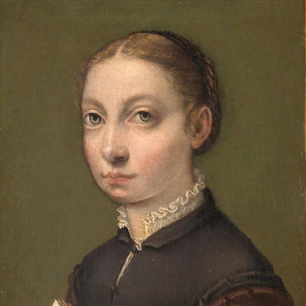 Selbstbildnis 1554 von Sofonisba Anguissola, einer jungen Frau mit offenem Büchlein, das im Kunsthistorischen Museum Wien neue Deutungen der Gemäldegalerie andeutet.