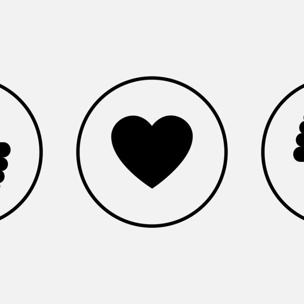 Like icons. Thumb up and down with heart, vector icons